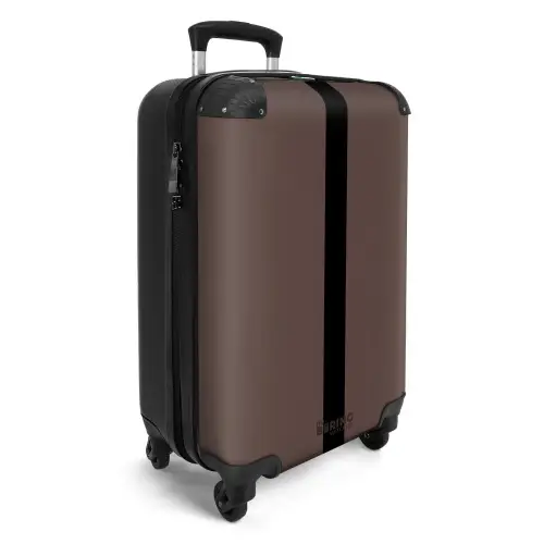 Minimal - Donkerbruin met zwarte streep NBS - Handbagage koffer - Unisex middel -productfoto_3d