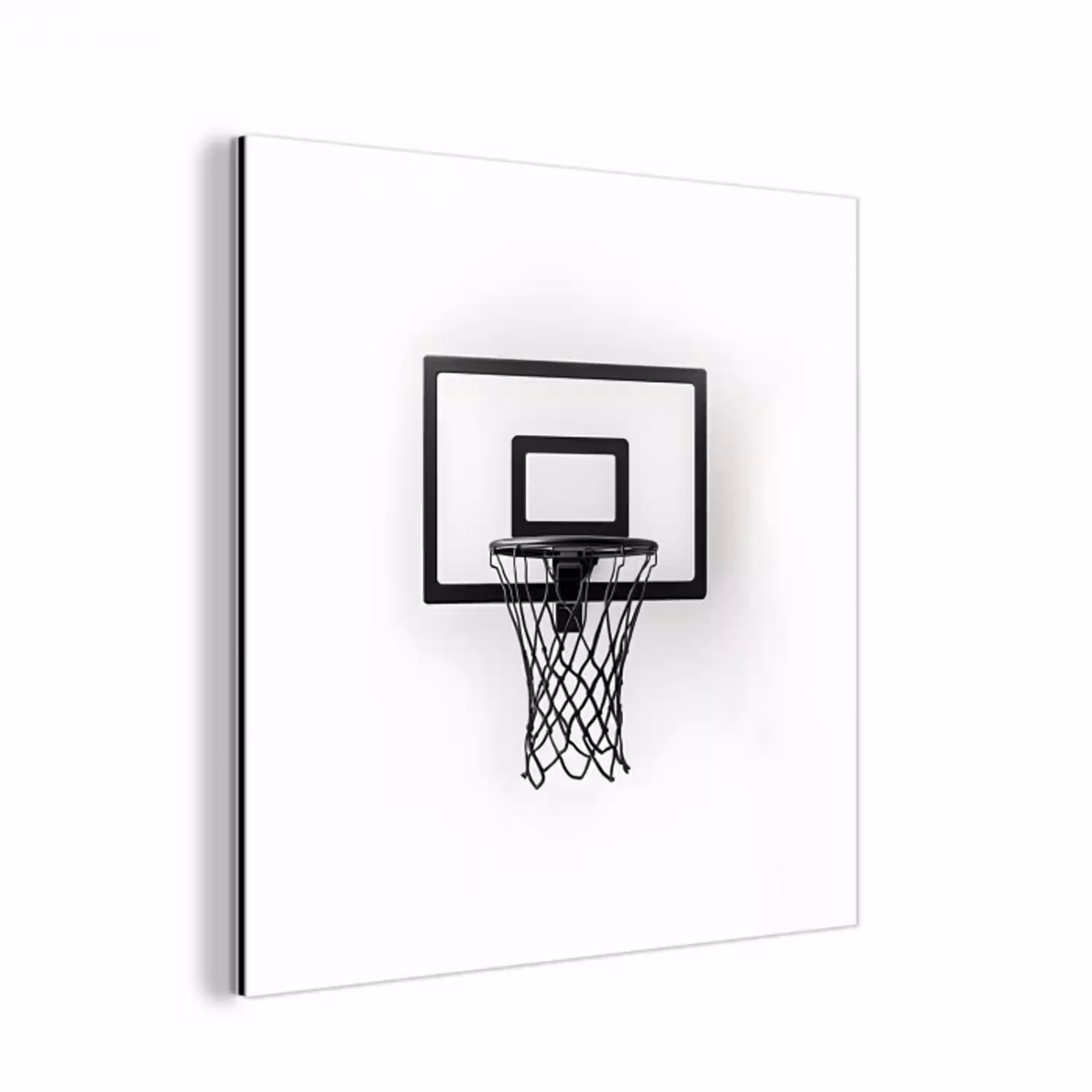 Basketbalbord - Minimalistisch - Zwart aluminium wit klein -3d