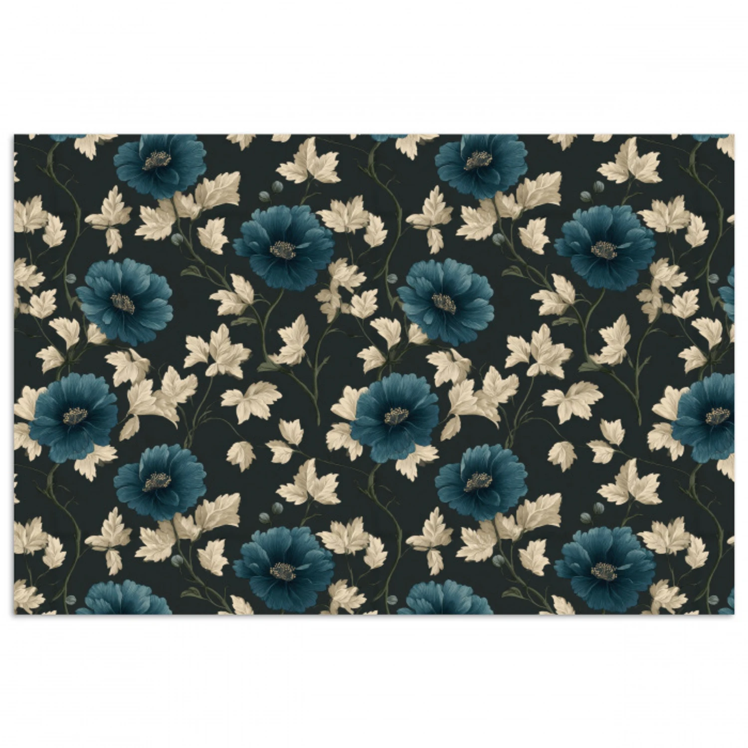 Botanisch - Bloemen - Blauw poster papier klein 62 -3d