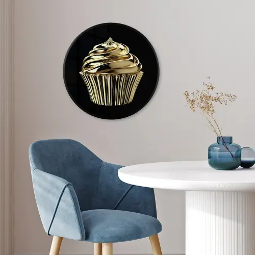 Cupcake - Eten - Goud - Zwart Fotolijst rond zonder passe partout klein -sfeer2