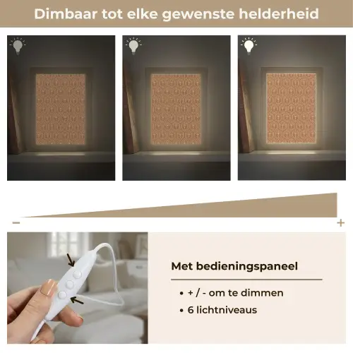 Bruin - Roze - Geometrisch - Patroon Light Box met kabel (Tafellamp) klein 925 -USP_dimbaarNL