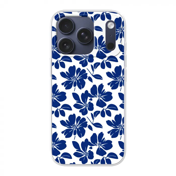 Floraal - Modern - Blauw Telefoonhoesje iPhone 17 Pro klein 878 -3d