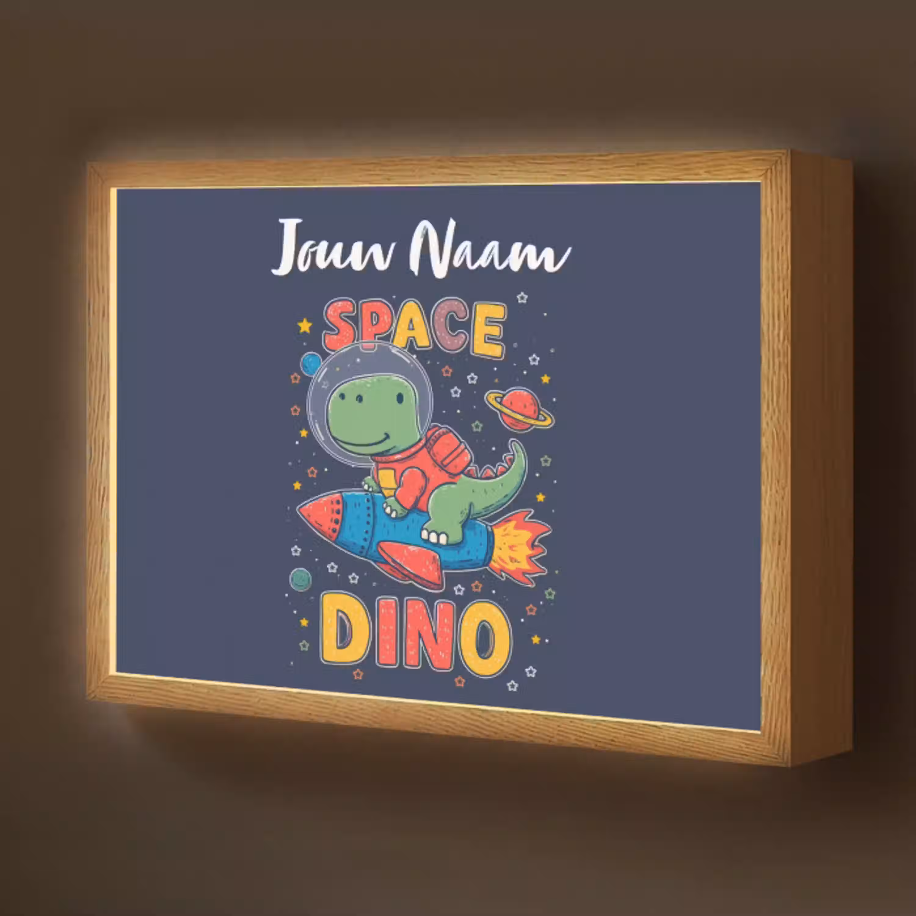 Dino - Raket - Kleurrijk Light Box met batterij (Wandlamp kind) middel -z3d_website