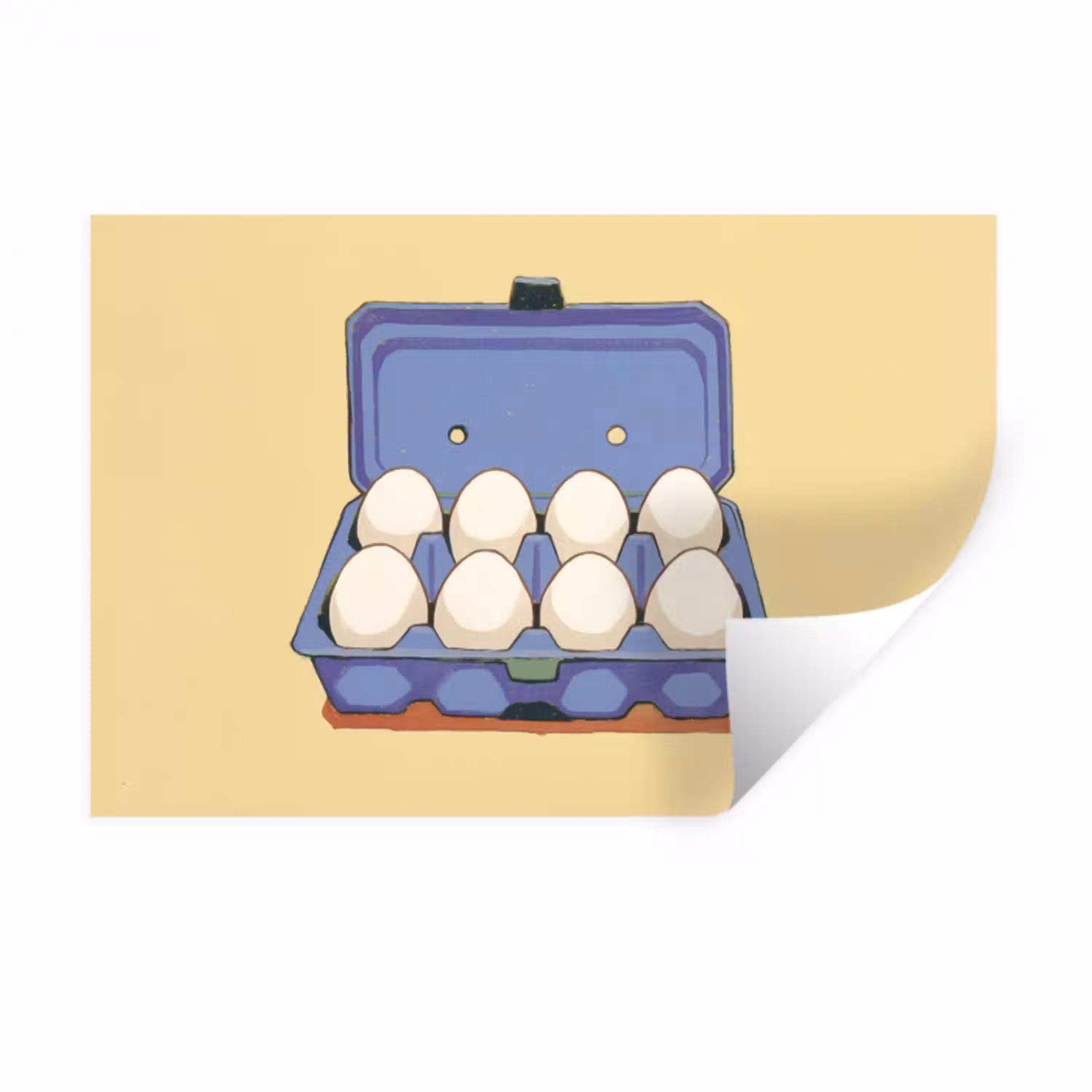 Eieren - Doos - Minimalistisch - Blauw Muursticker klein -3d