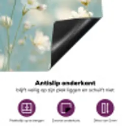 Stengels - Bloemen - Lucht - Wit Inductie beschermer vinyl 3mm klein -zzzzzzz-cc-onderkant