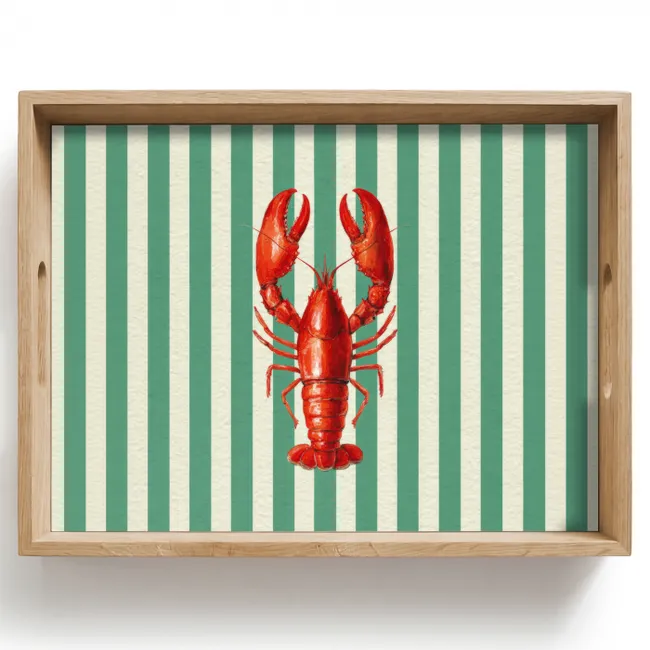 Tablett - Krebs - Streifen - Realistisch - Sommerlich