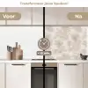 Bloemen - Beige - Planten - Vintage keuken achterwand 2 middel -voor-na2_NL