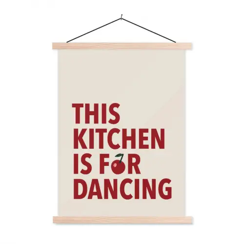 Rood - Quote - Kersen textielposter latten blank klein -3d