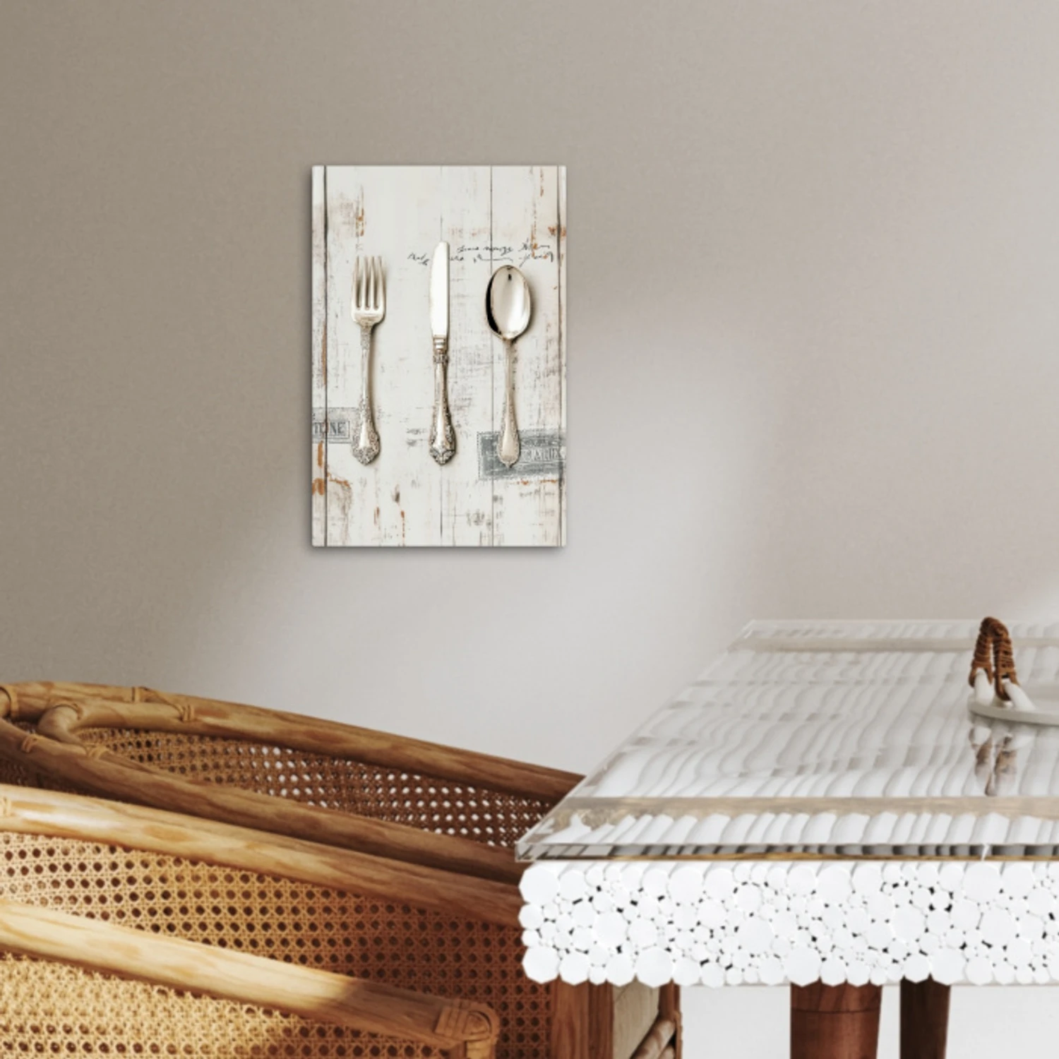 Zilver - Bestek - Hout KitchenYeah - Keuken - Canvas klein -sfeer3