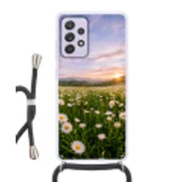 Madelief - Veld - Heuvels - Groen Hoesje Samsung Galaxy A52 5G met koord klein -3d