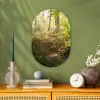 Bos - Bomen - Pad - Zon - Planten - Bladeren - Natuur Wandcirkel Ovaal Forex klein -sfeer2