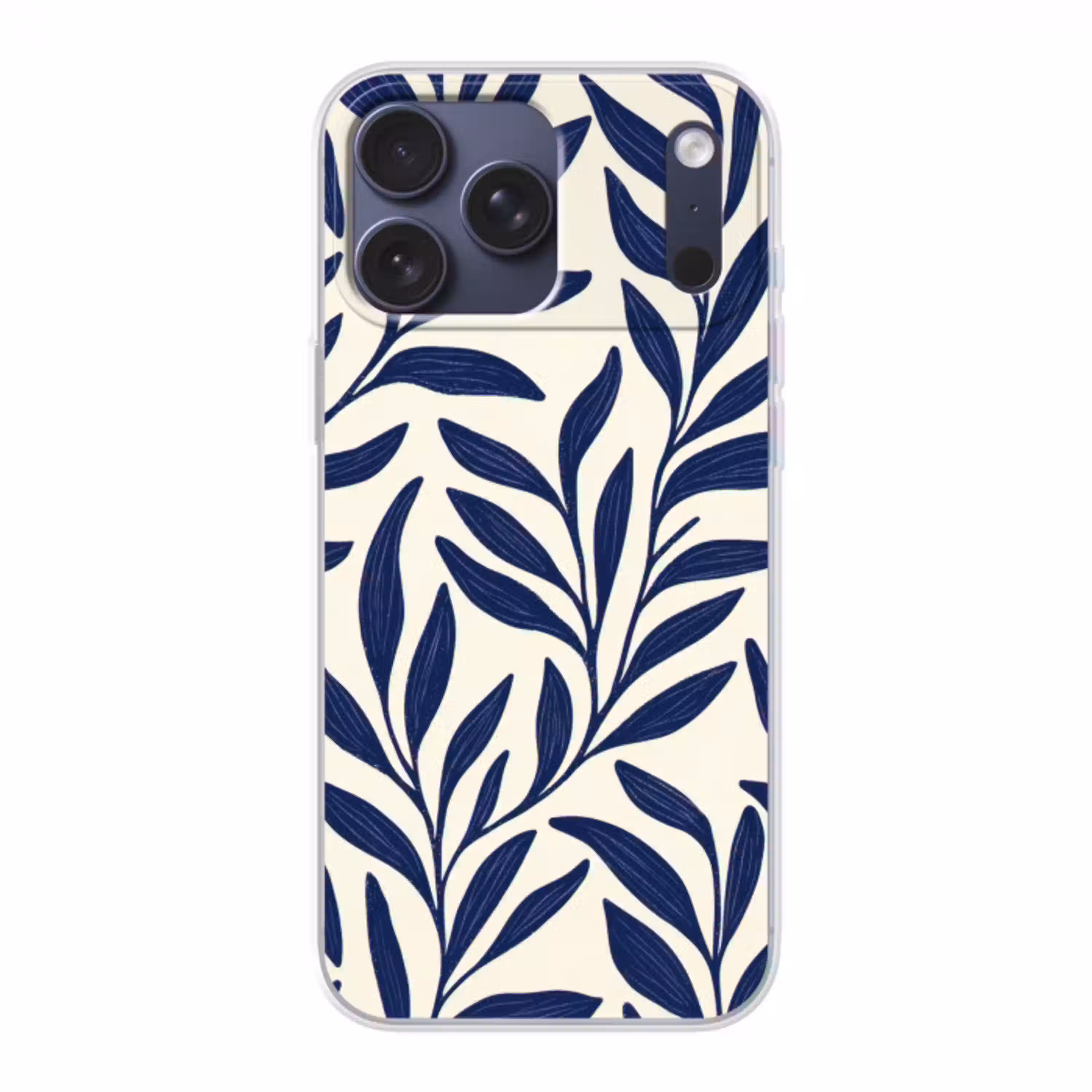 Bladeren - Klimop - Donkerblauw Telefoonhoesje iPhone 17 Pro Max klein -3d