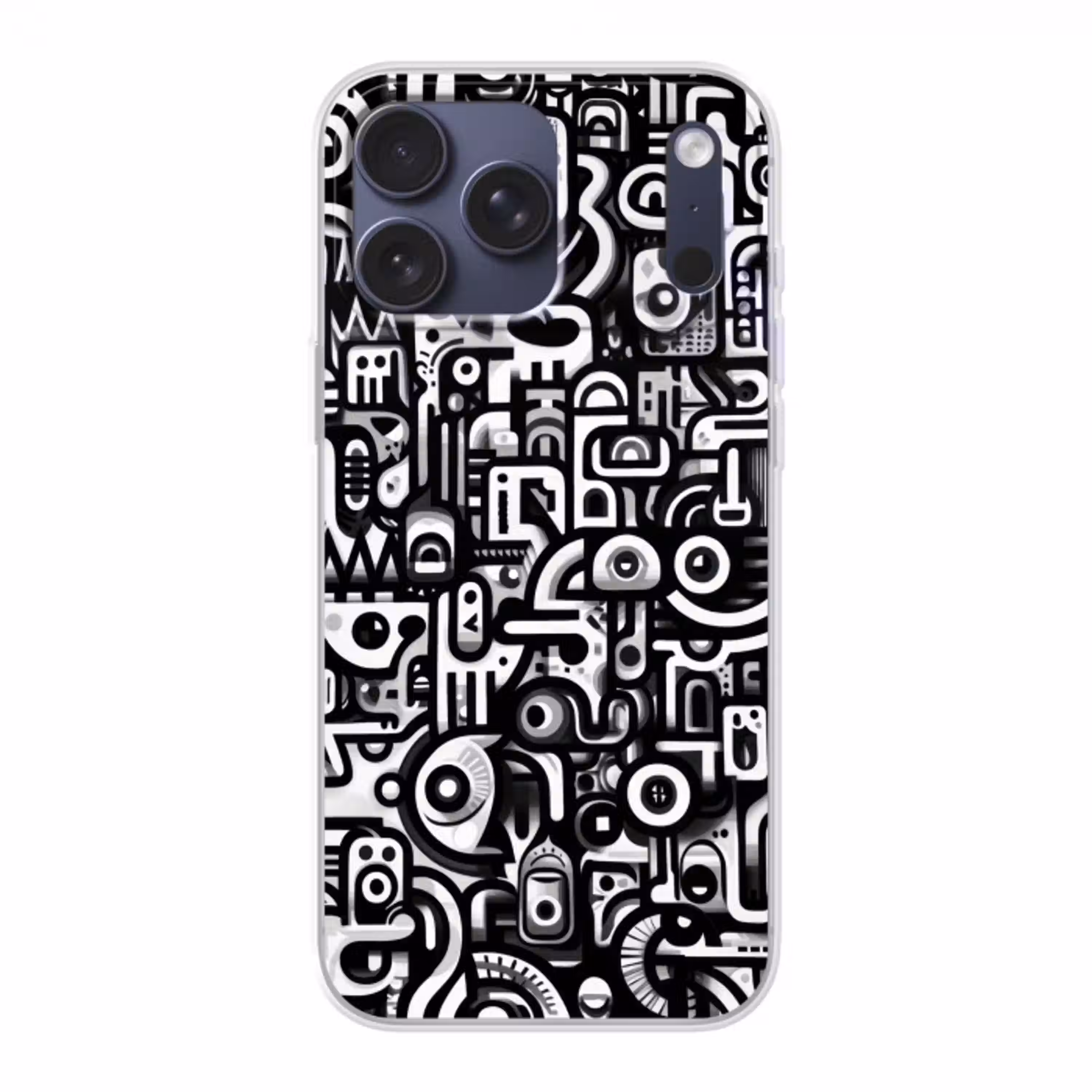 Symbolen - Abstract - Grafisch - Zwart Telefoonhoesje iPhone 17 Pro Max klein -3d