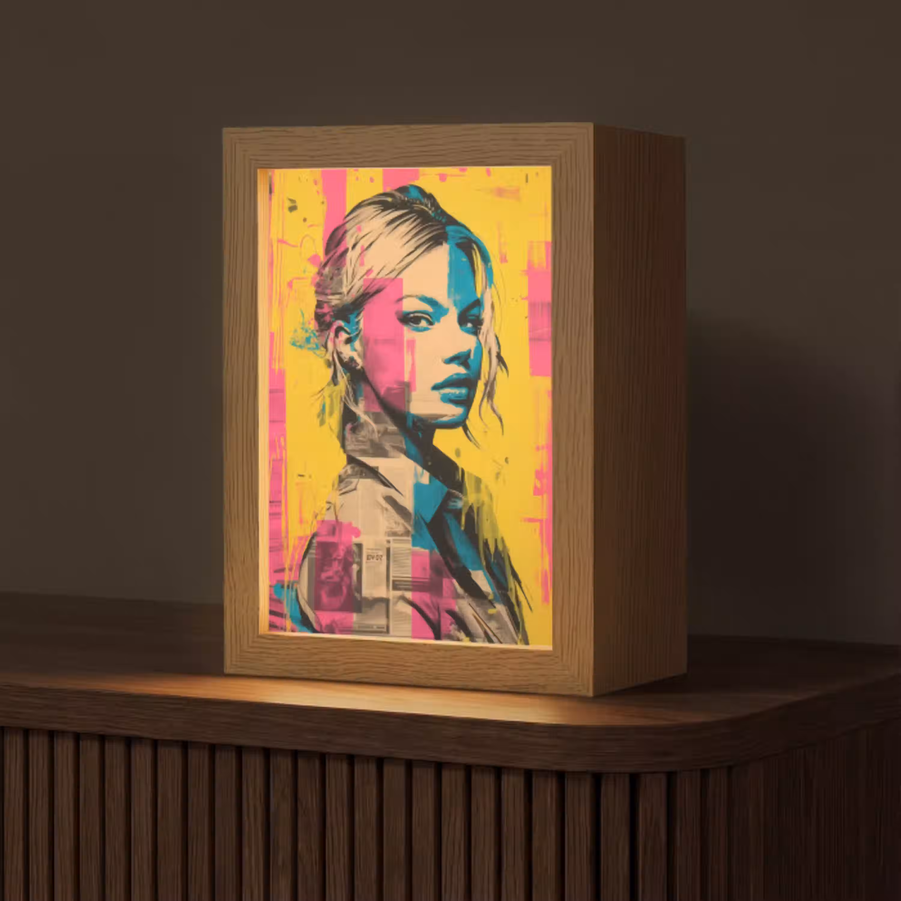 Vrouw - Verfstrepen - Gekleurd Light Box met kabel (Tafellamp) klein -z3d_website