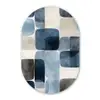 Patroon - Blauw - Vierkanten Wandcirkel Ovaal Forex klein -3d
