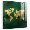 Wereldkaart - Groen - Goud plexiglas 5mm klein -zzzproduct_nieuw