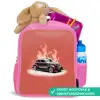Grijze auto met roze vlammen Kinderrugzak - Roze middel -inhoud_NL