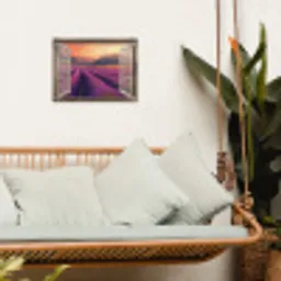 Doorkijk - Lavendel - Landschap - Bloemen - Paars tuinposter los doek klein -sfeer7