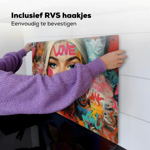Vrouw - Kauwgom - Graffiti - Love Inductie beschemer met haakjes middel -ky-ophangen-nl