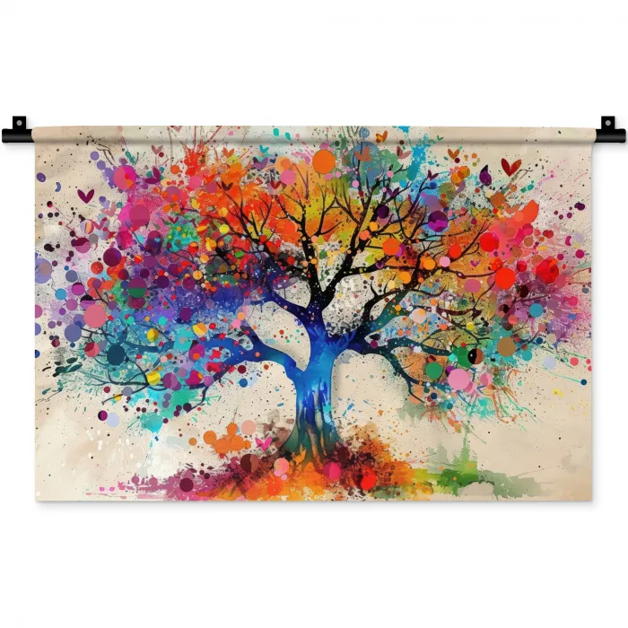 Levensboom - Natuur - Kleurrijk - Boom Wandkleed katoen klein -zz3d