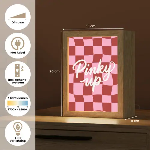 Pinky up - Geblokt - Bordeauxrood Light Box met kabel (Tafellamp) klein -USP_NL