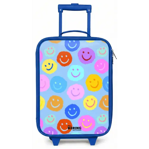 Vrolijk patroon van smileys Kinderkoffer - Blauw klein -zz3dotto