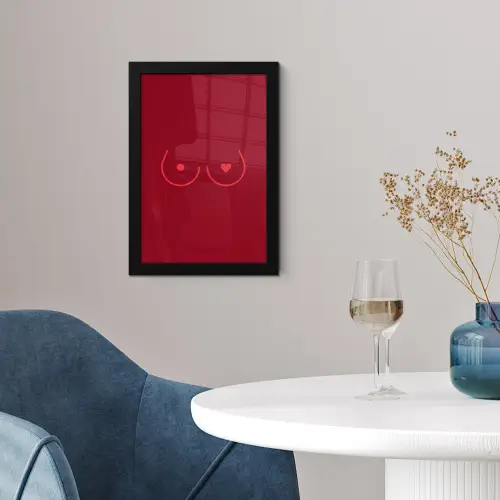 Minimalistisch - Lijnillustratie - Rood fotolijst zwart zonder passe partout klein -sfeer4