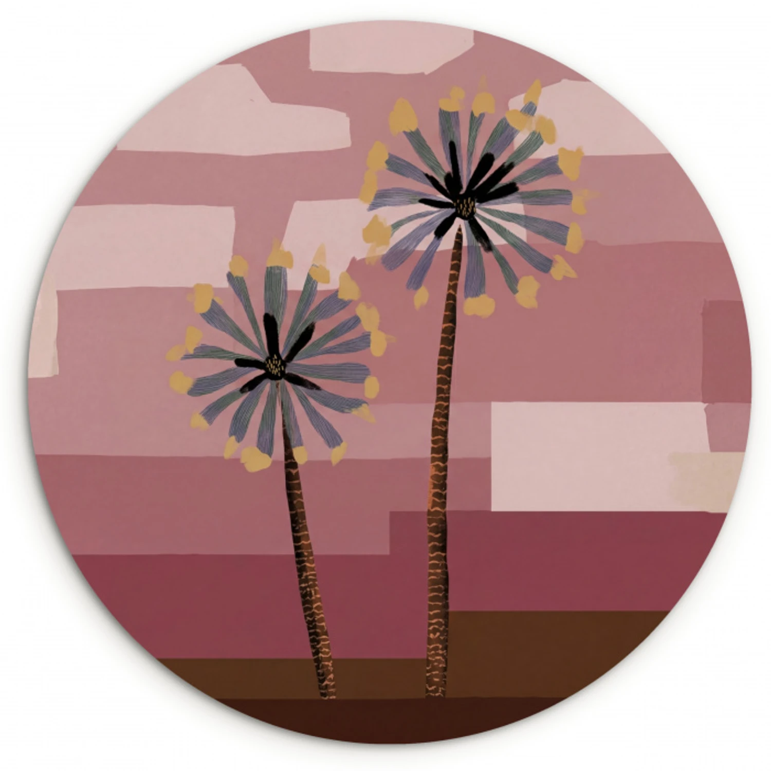 Illustratie - Bloemen - Vlakken - Abstract Wandcirkel kunststof plaat 5mm dik klein -3d