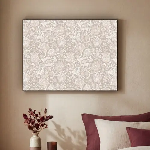 Bloemenprint - Grijs - Crème Textielframe - compleet frame klein 947 -sfeer1