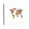 Wereldkaart - Bloemen - Felgekleurd canvas 2cm klein -z3d