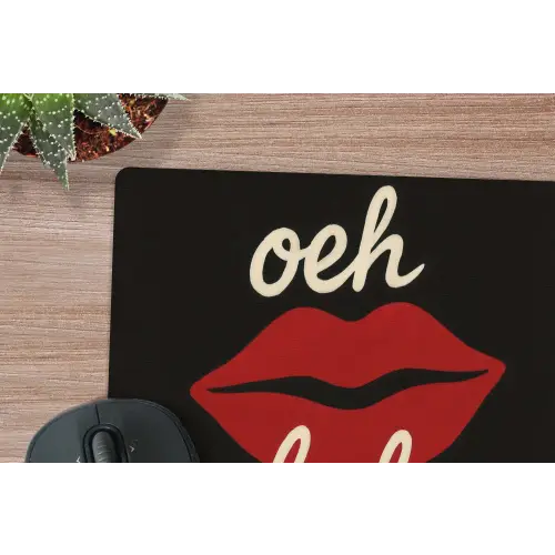 Lip - Rood - Quote muismat rubber klein -closeup