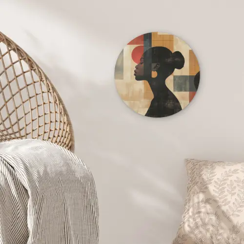 Zijaanzicht - Vrouw - Vormen Akoestische PET Vilt - Rond klein -sfeer4