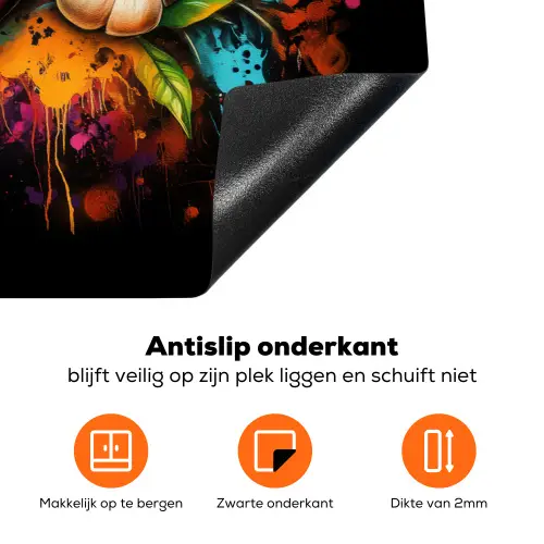 Groente - Peper - Knoflook - Graffiti - Verf - Kleurrijk Inductie beschermer vinyl 3mm klein -zzzzzzz-td-onderkant