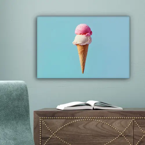 Bolletjes - Schepijs - Hoorntje - Blauw canvas 2cm klein -sfeer4