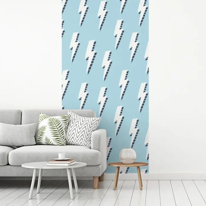 Blauw - Wit - Patroon - Bliksem fotobehang vinyl groot 64 -woonkamer