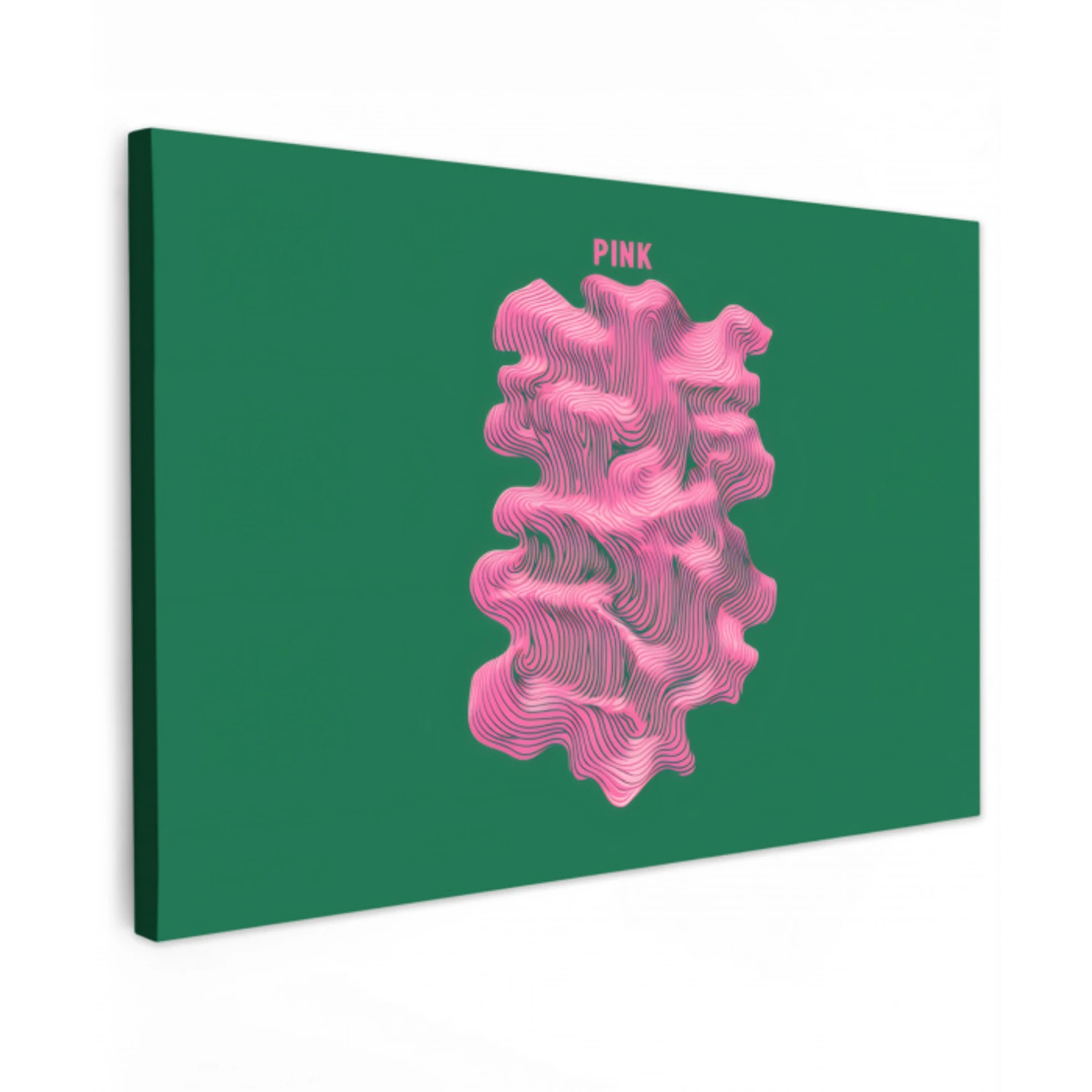 Abstract - Pink - Lijnen - Groen Tuinposter op houten frame 2 cm dik klein -3d