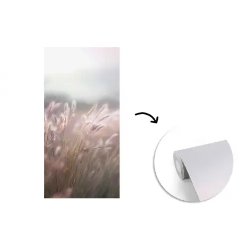 Graspluimen - Wind - Beige - Mistig fotobehang vinyl groot -3d