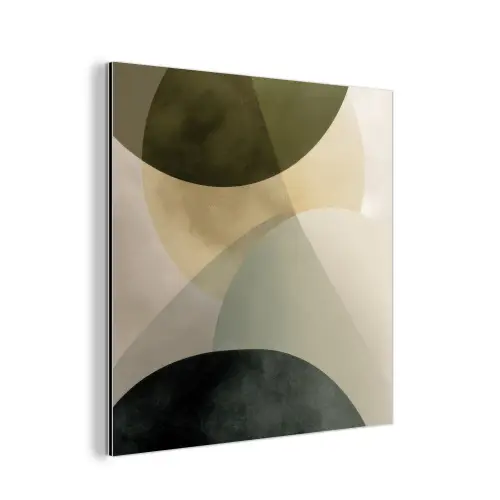 Vlakken - Abstract - Beige - Cirkels aluminium wit klein -3d