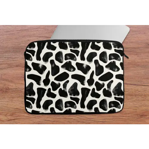 Dierenpatroon - Vlekken - Zwart - Wit laptophoes neopreen klein 279 -tafel