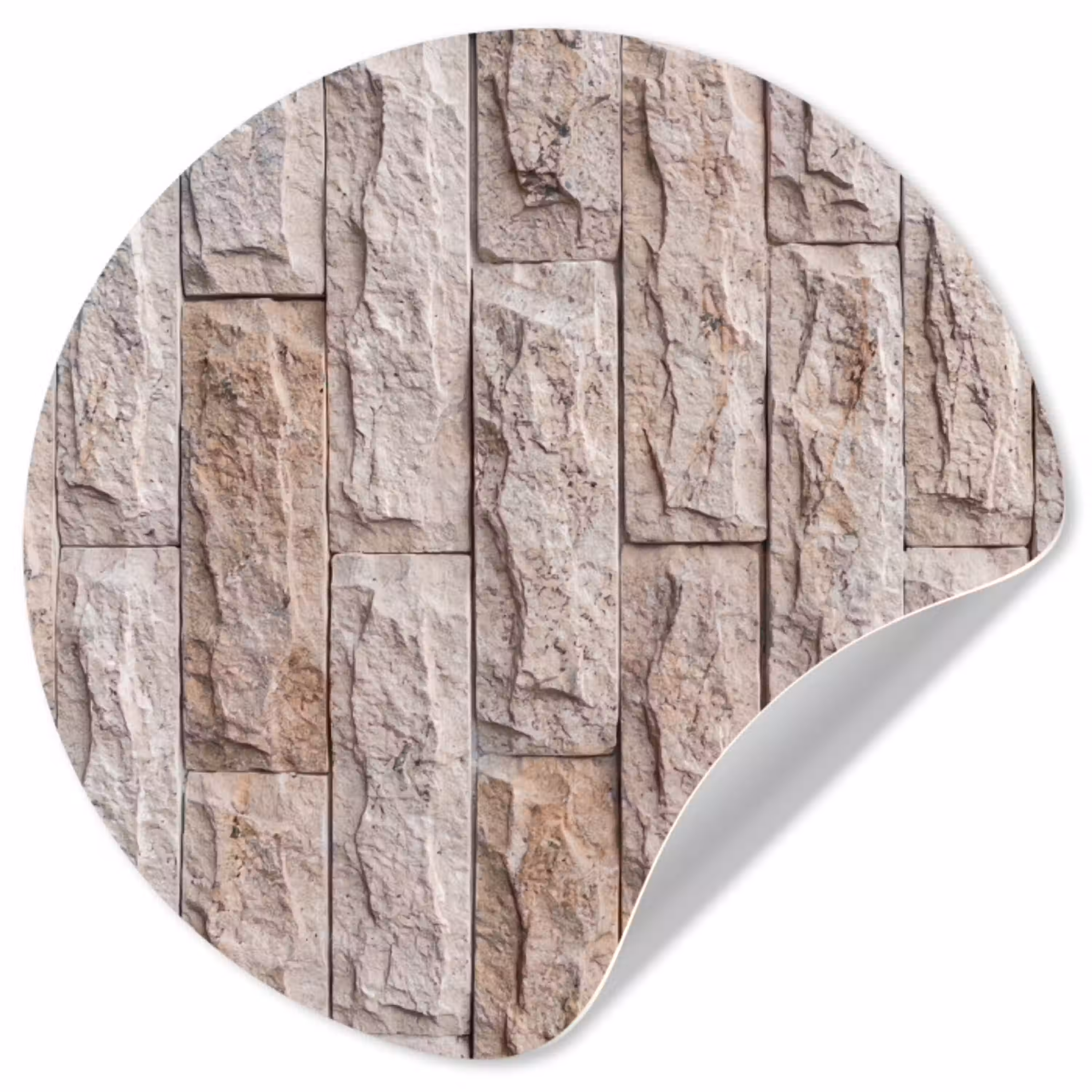 Muur - Steen - Ruw - Beige - Textuur Wandcirkel behangsticker klein -3d