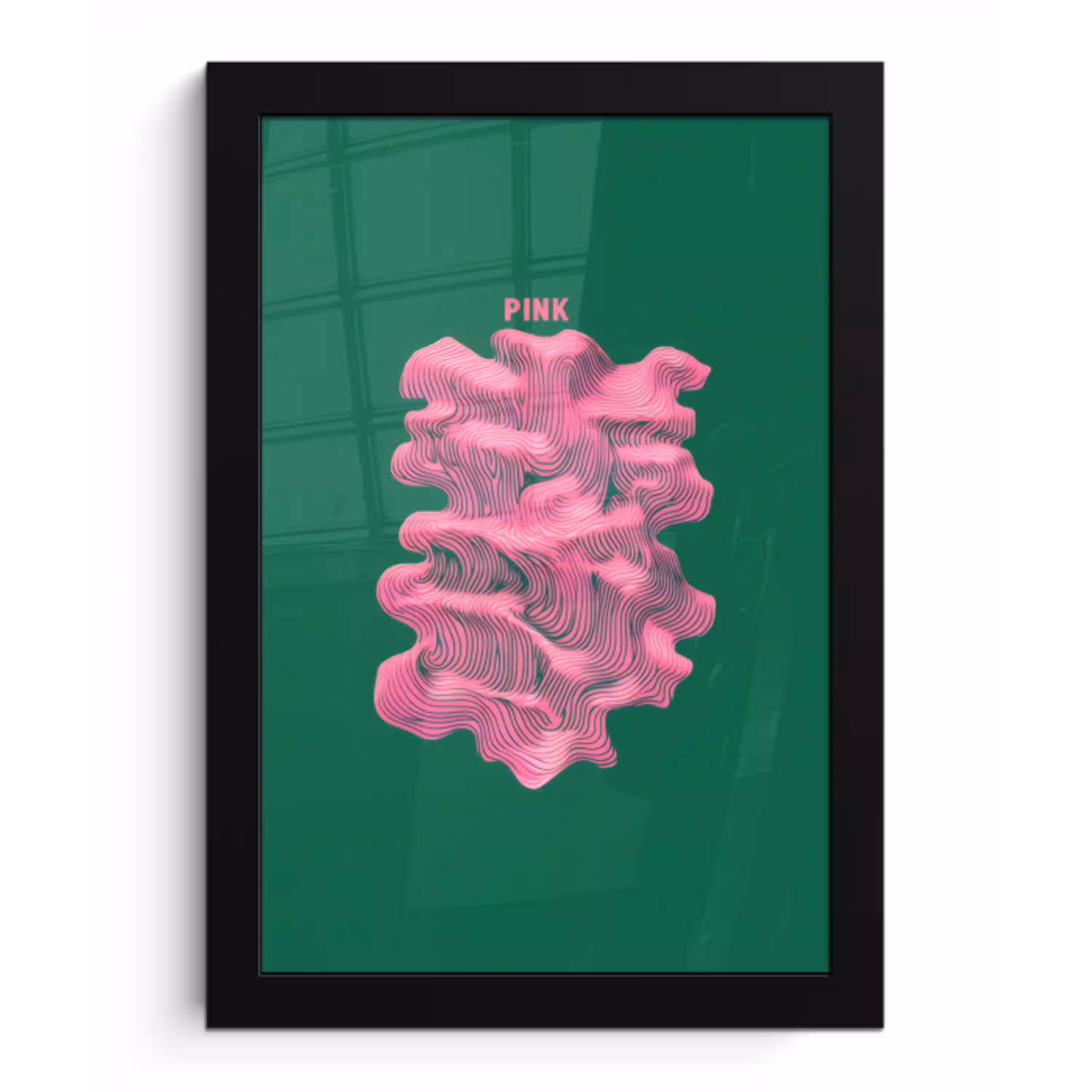 Abstract - Pink - Lijnen - Groen fotolijst zwart zonder passe partout klein -3d