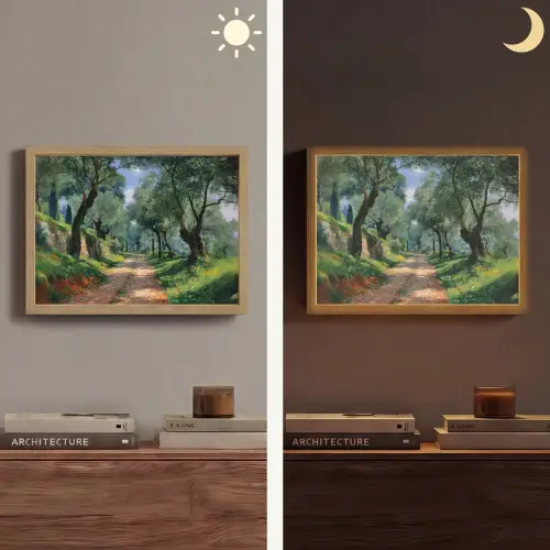Pad - Bomen - Schaduw - Light Box met batterij (Wandlamp) middel -sfeer3