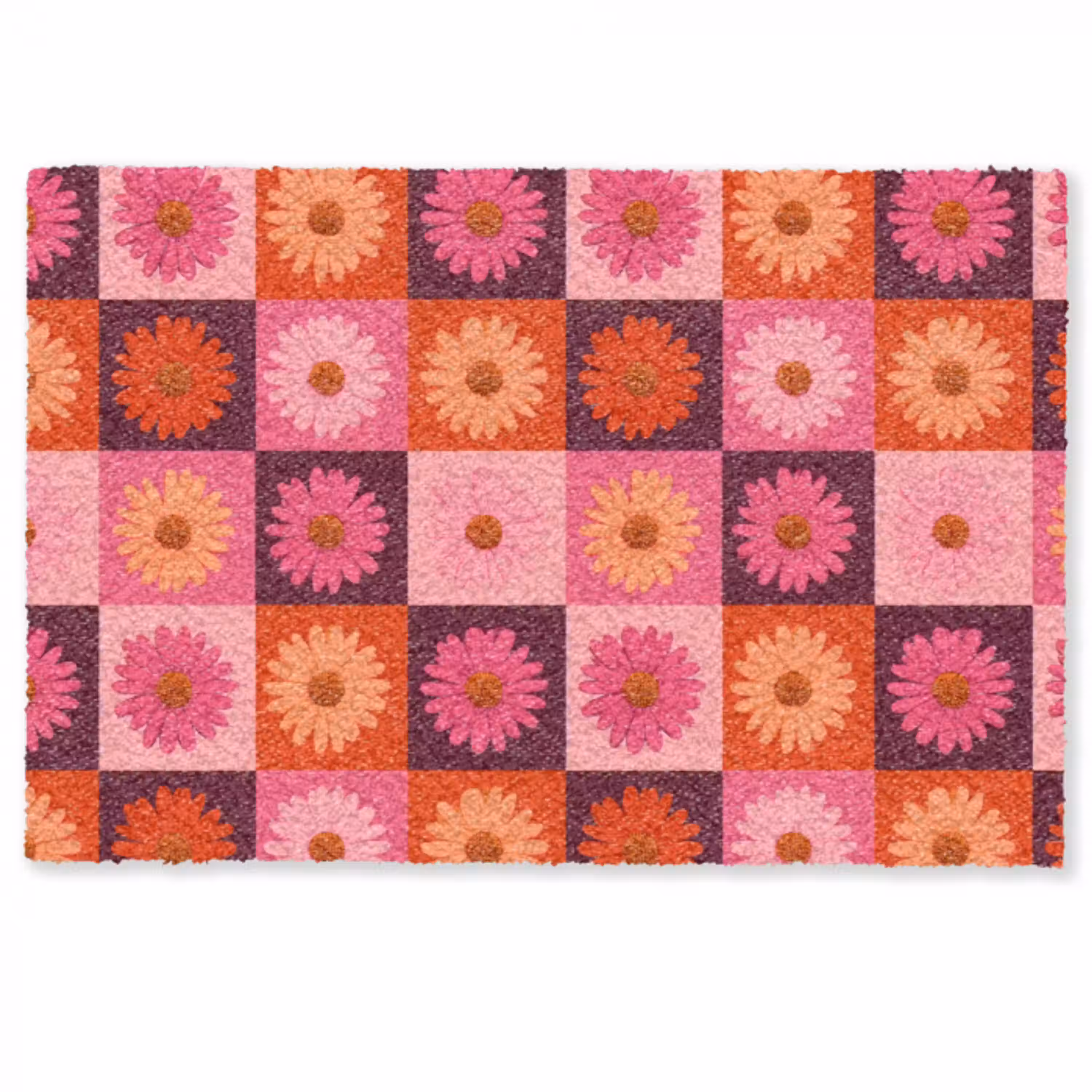 Madeliefjes - Dambord - Retro - Roze - Oranje Deurmat klein 898 -zkaufland3d