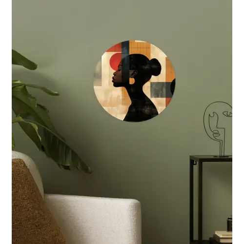 Zijaanzicht - Vrouw - Vormen Wandcirkel behangsticker klein -sfeer2