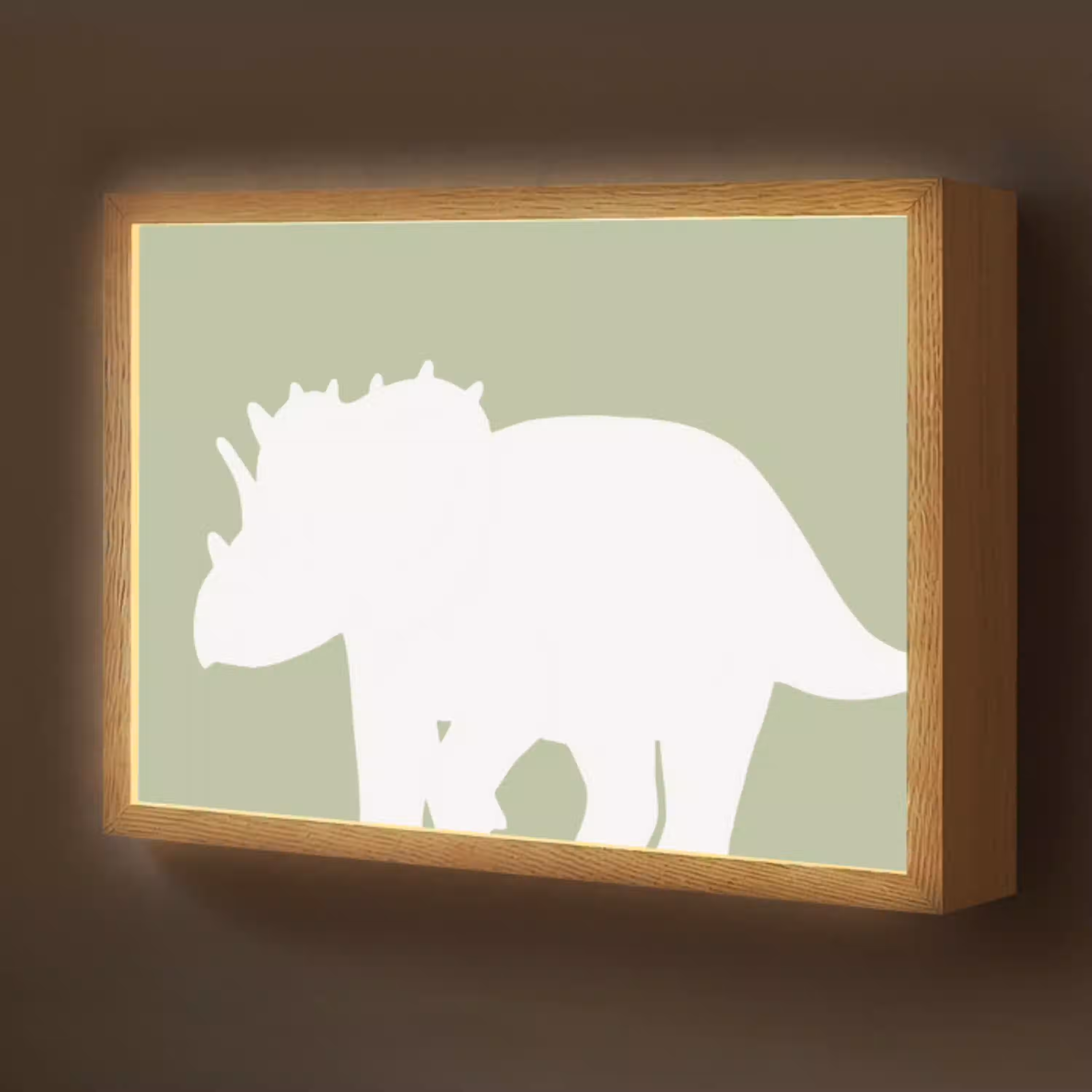 Dino - Triceratops - Dinosaurus - Groen Light Box met batterij (Wandlamp kind) middel -z3d_website