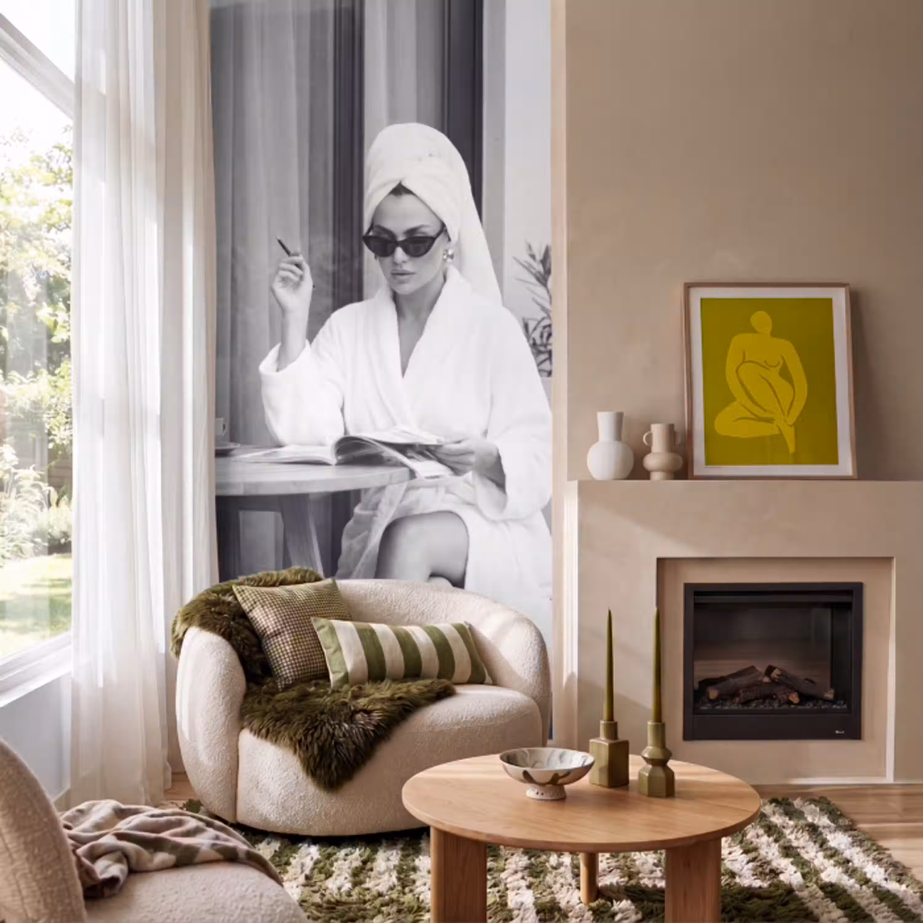 Modern - Vrouw - Zwart - Wit Behang Vlies klein -sfeer2