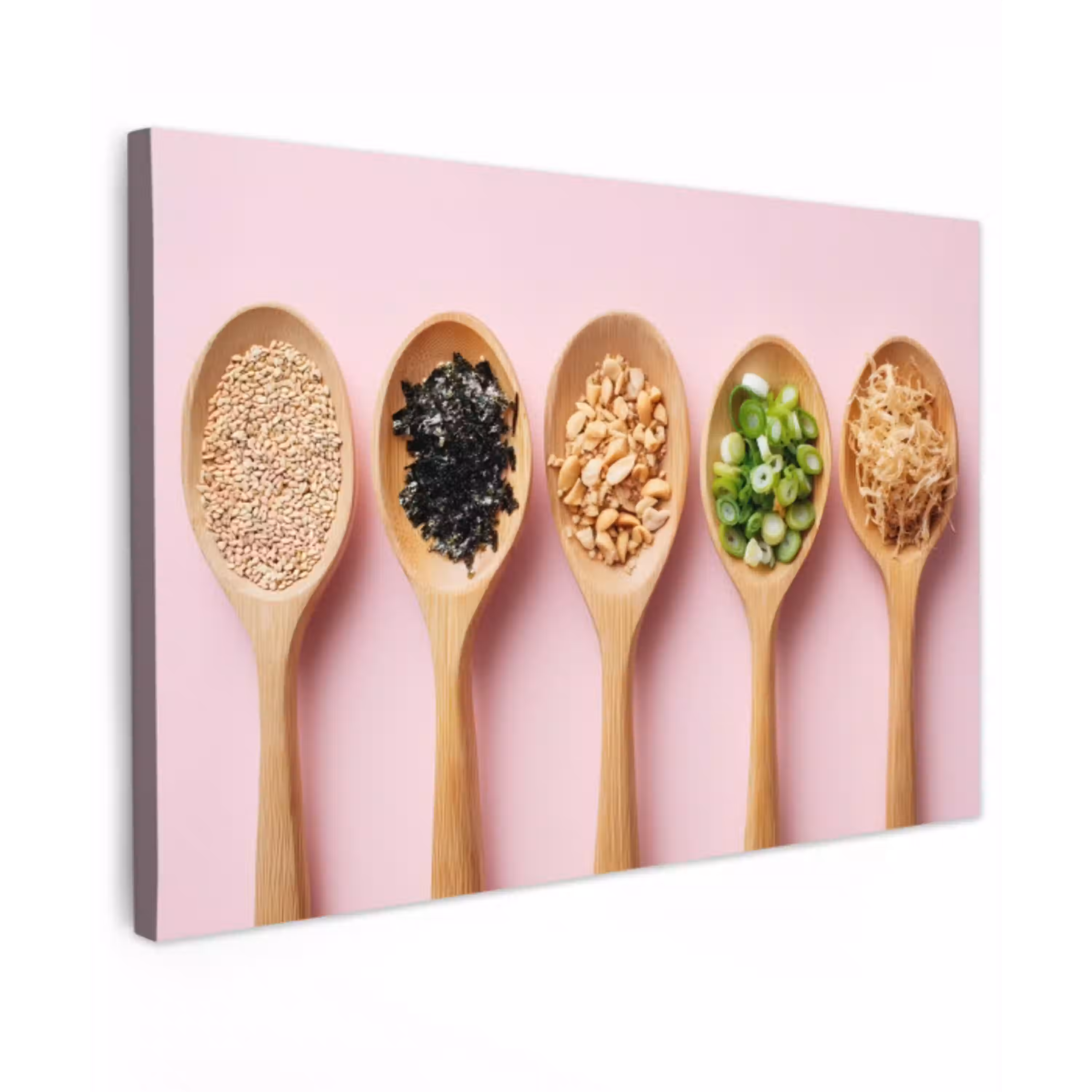 Ingrediënten - Lepels - Hout - Roze Tuinposter op houten frame 2 cm dik klein -3d