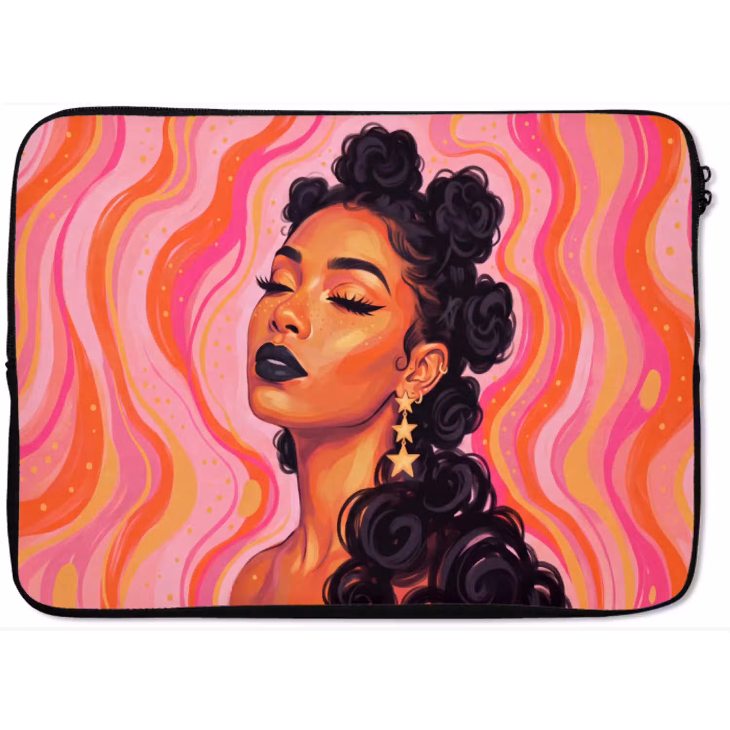 Vrouw - Portret - Abstract - Kleurrijk - Roze laptophoes neopreen klein -zkaufland3dotto