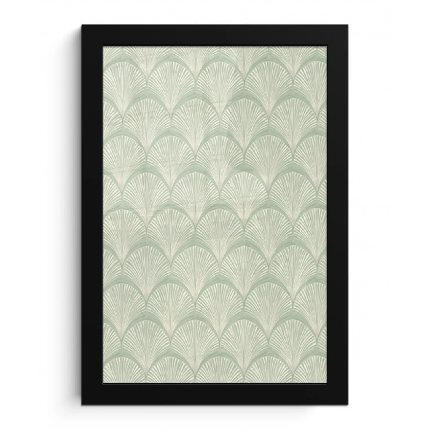 Waaiers - Patroon - Groen fotolijst zwart zonder passe partout klein 224 -3d