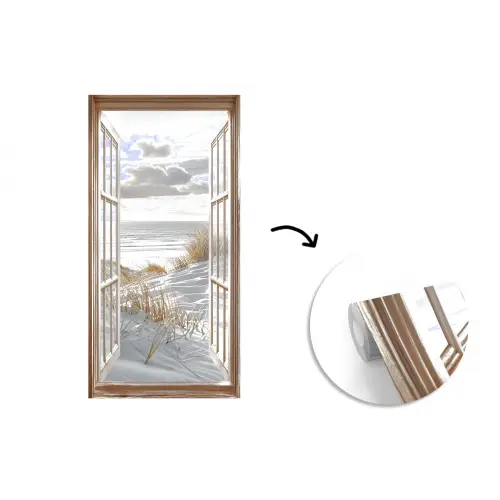 Doorkijk - Strand - Duinen - Zee - Natuur fotobehang vinyl groot -3d
